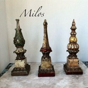Milos Vintage Wood Tuscan Finial Set (3)